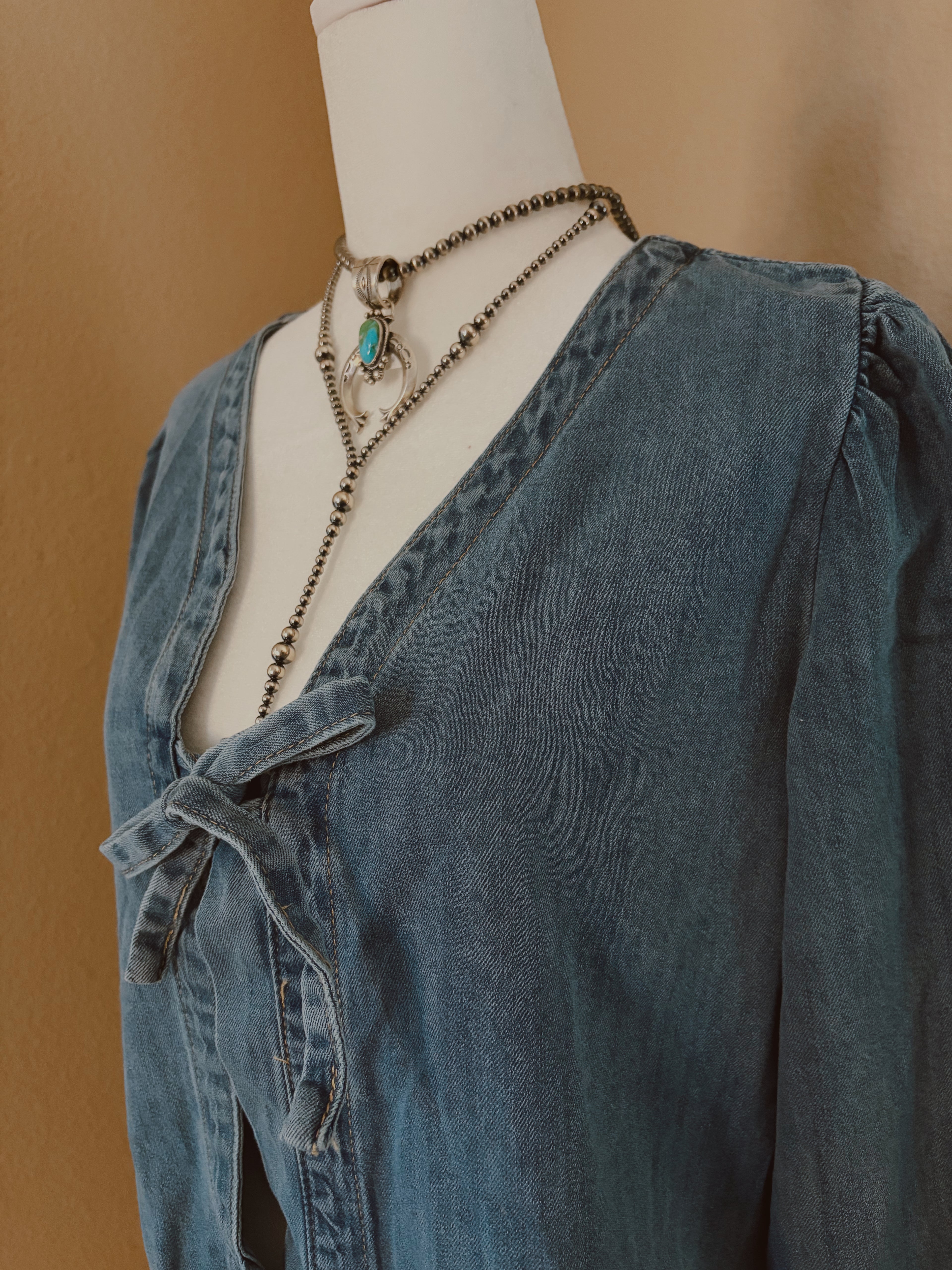 Blue Mesa Puff-Sleeve Tie Top