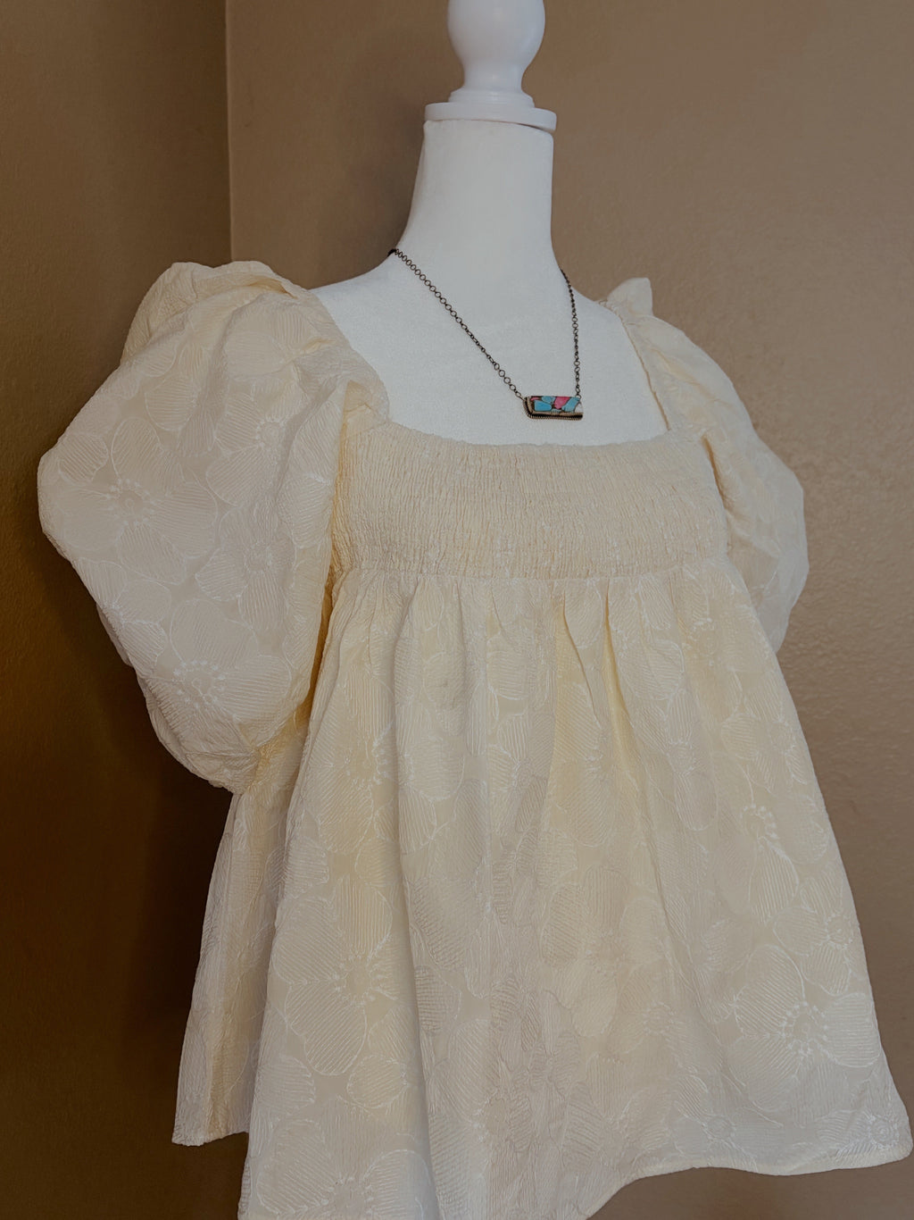 Floral Puff Sleeve Smocked Blouse