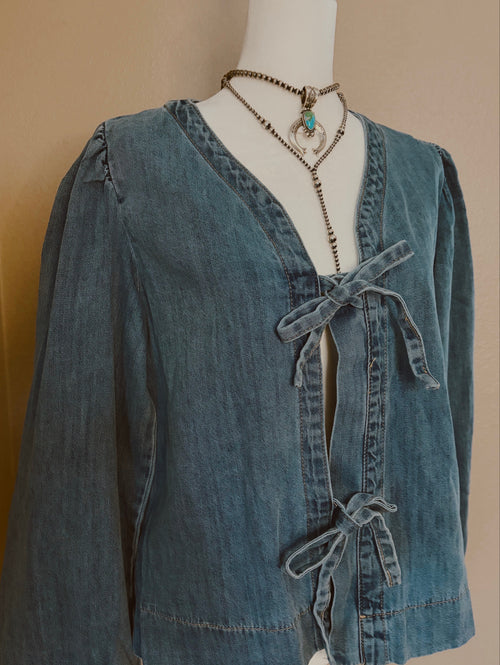 Blue Mesa Puff-Sleeve Tie Top