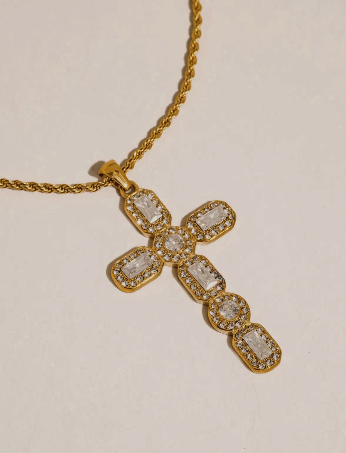 Belrose 18K Gold CZ Cross Necklace