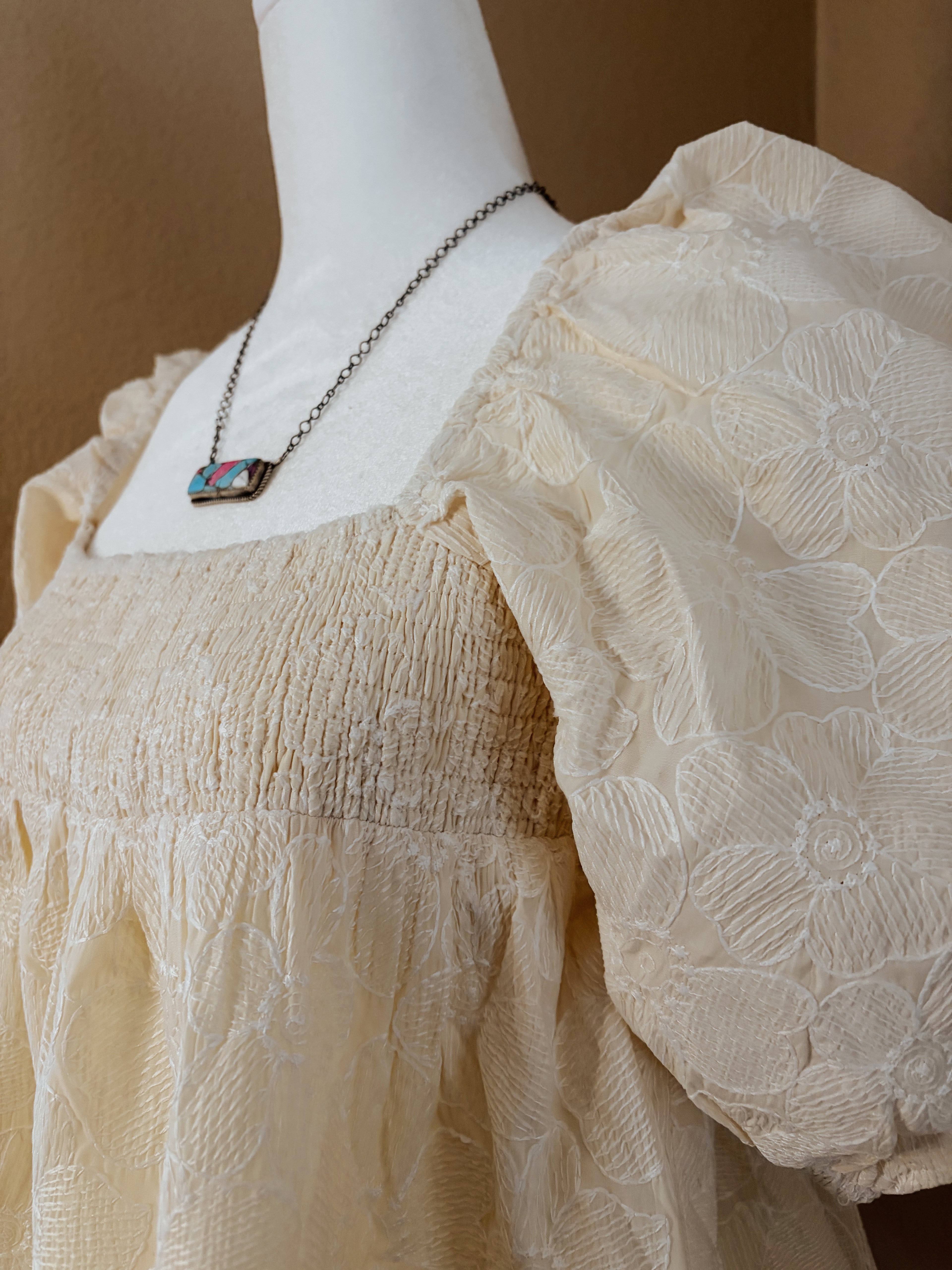 Floral Puff Sleeve Smocked Blouse