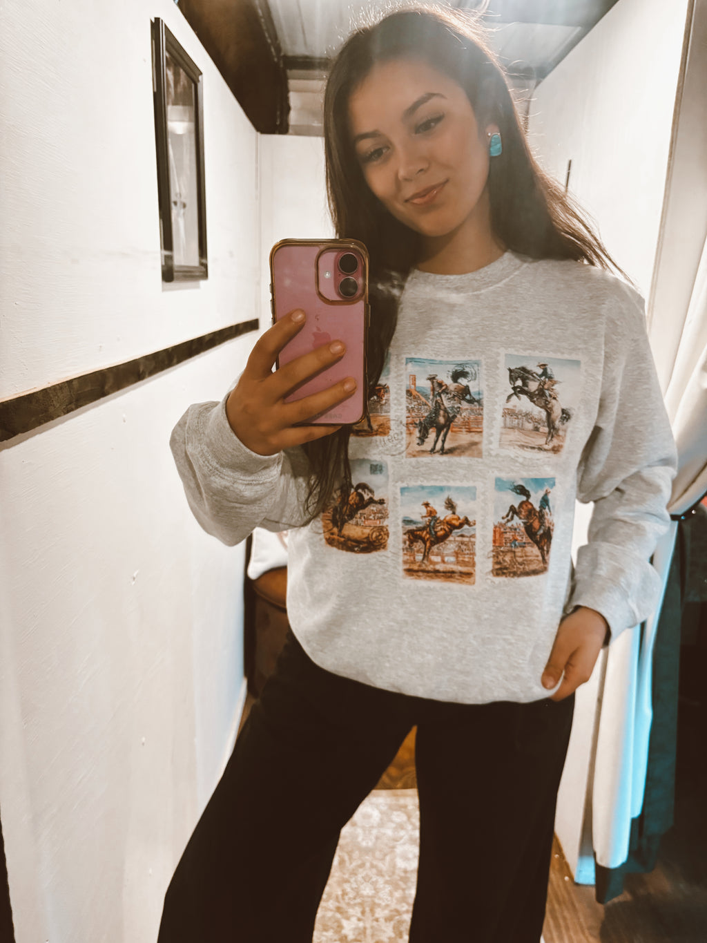 Rodeo Cowboy Postage Stamps Sweatshirt