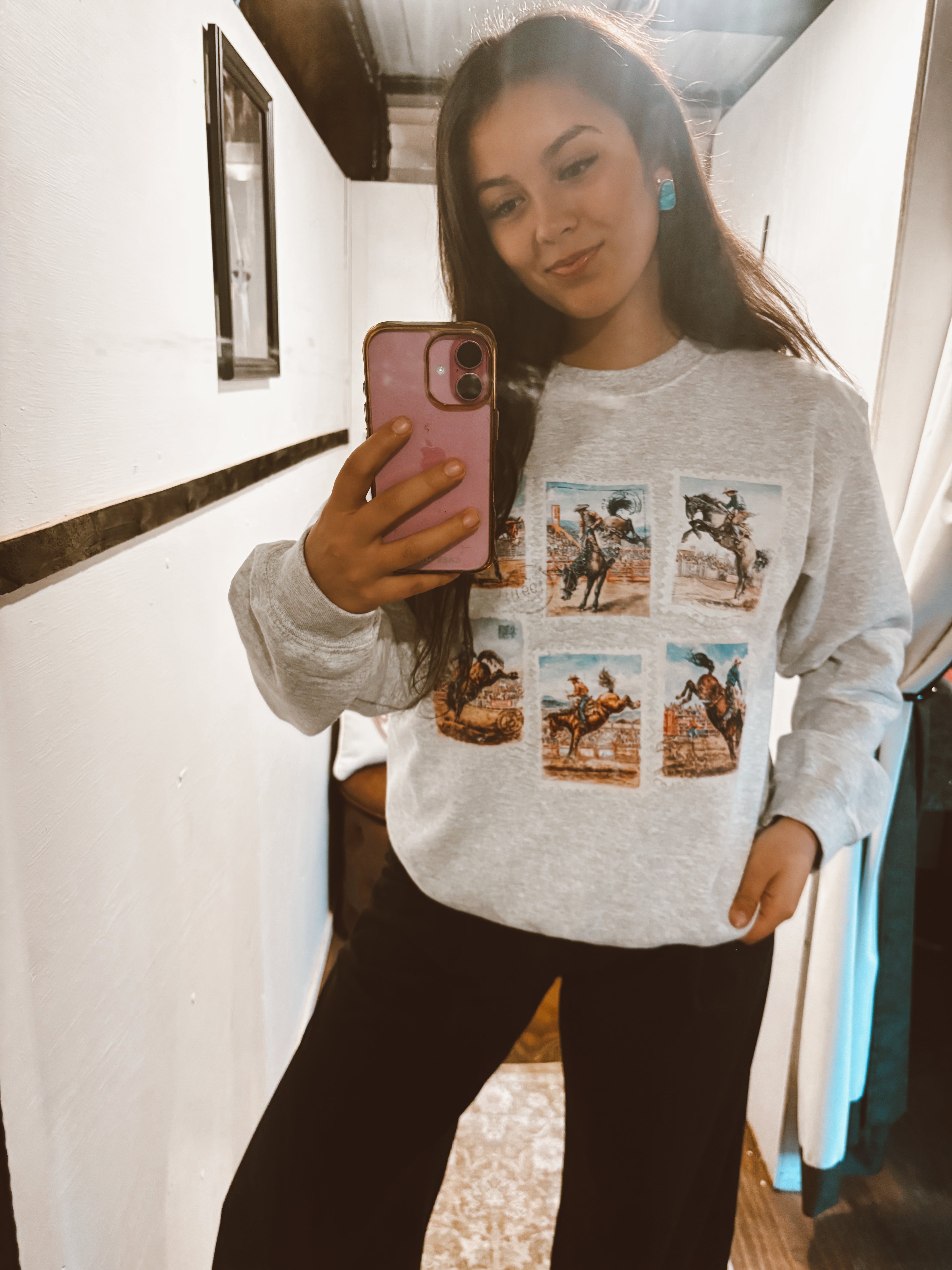 Rodeo Cowboy Postage Stamps Sweatshirt