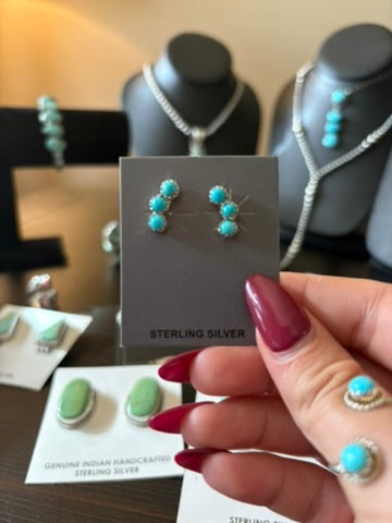 Turquoise Half Cluster Stackable Earrings