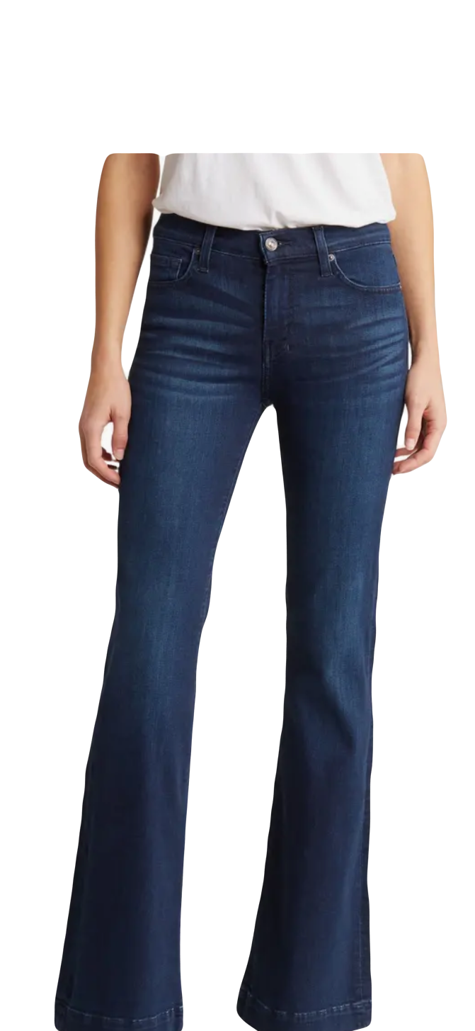 7 For All Mankind Dojo Flare Jeans - Blue Black Santiago