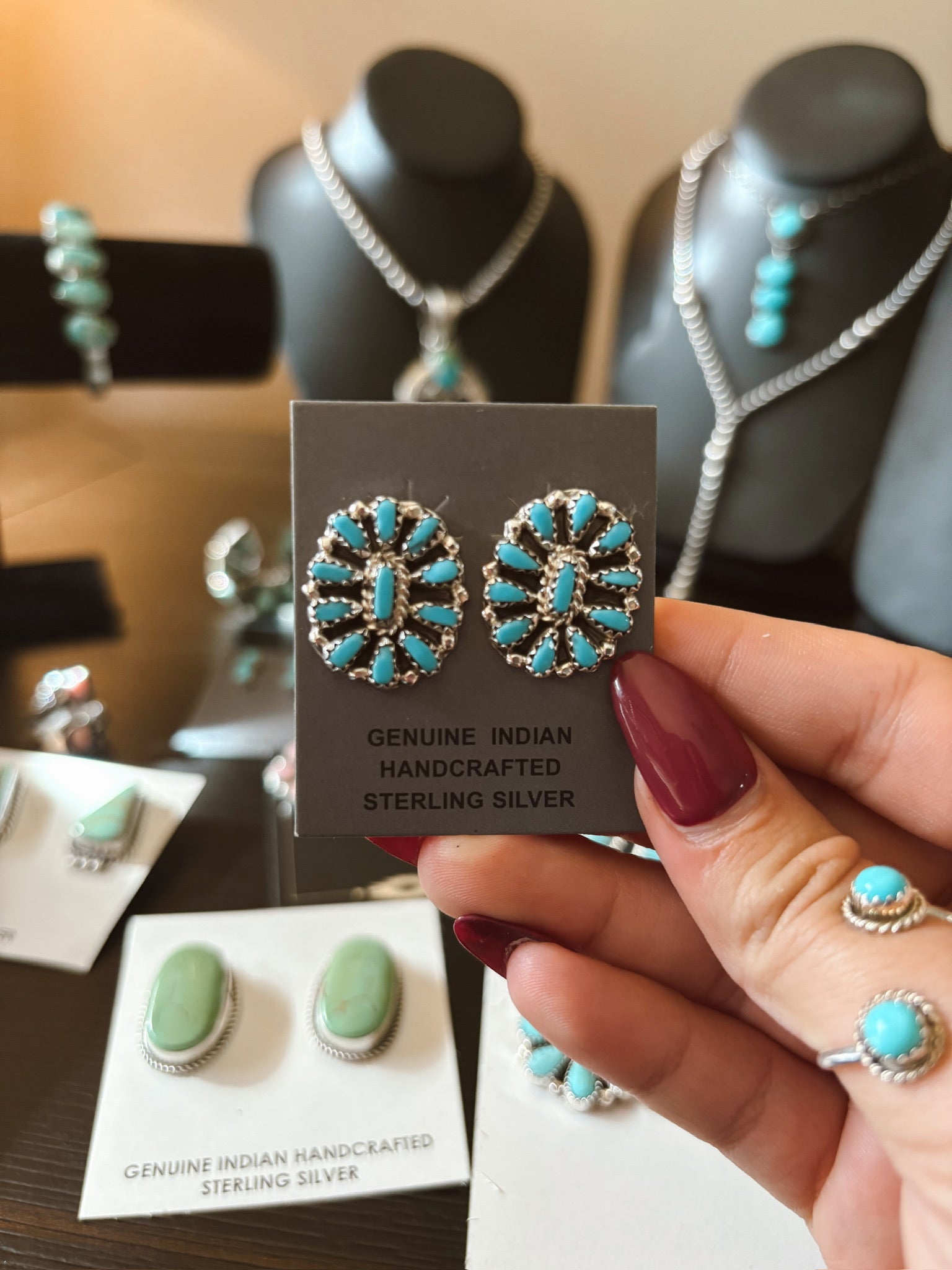 Turquoise Oval Cluster Studs