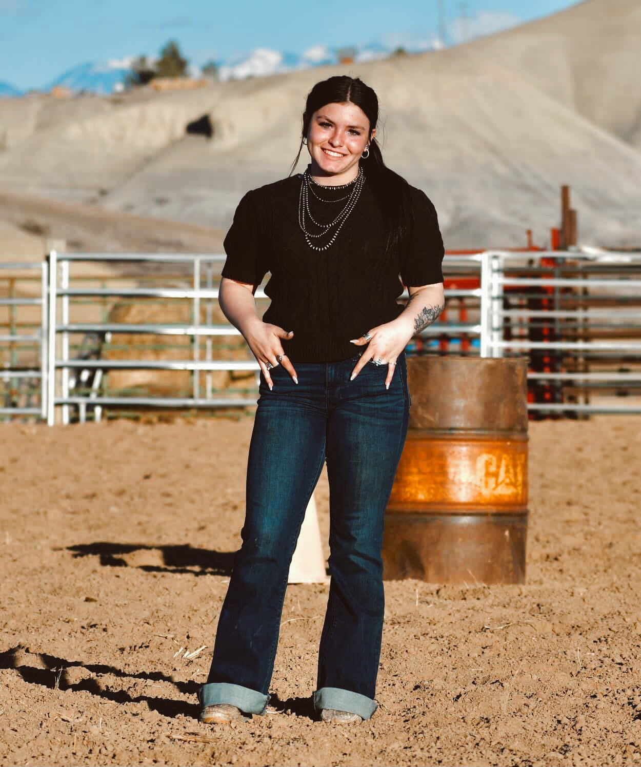 Classic Noir Cable Knit Puff Sleeve Top