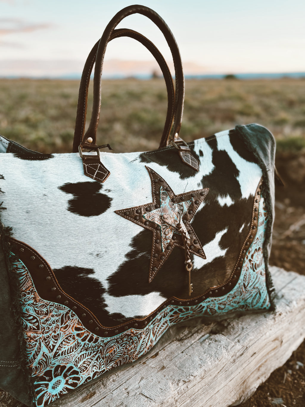 Starry Horizon Myra Cowhide & Leather Weekender