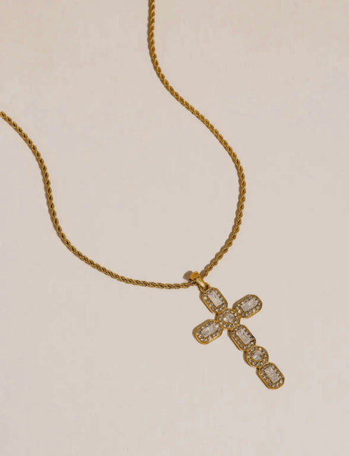 Belrose 18K Gold CZ Cross Necklace