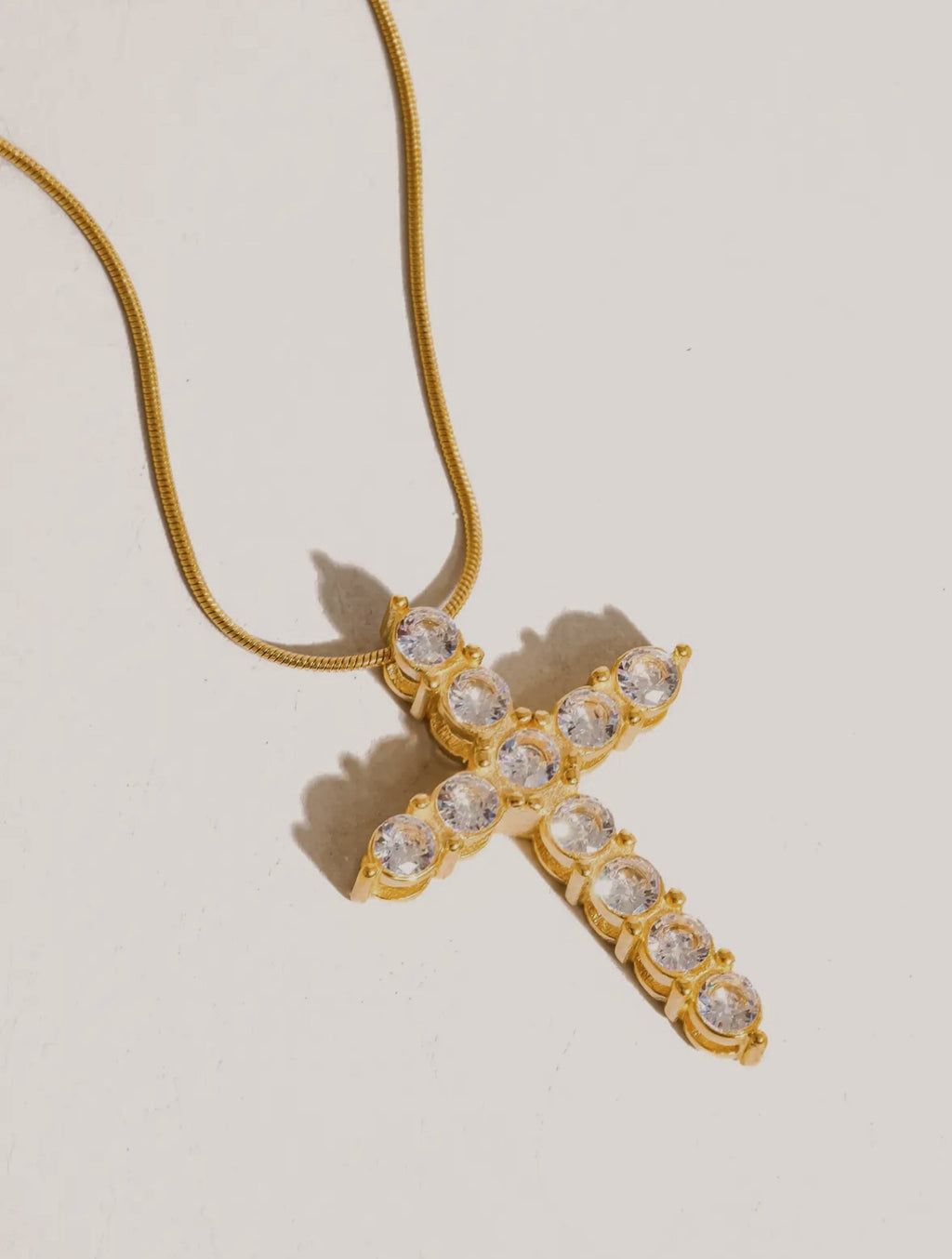 Raeven 18K Gold CZ Cross Necklace