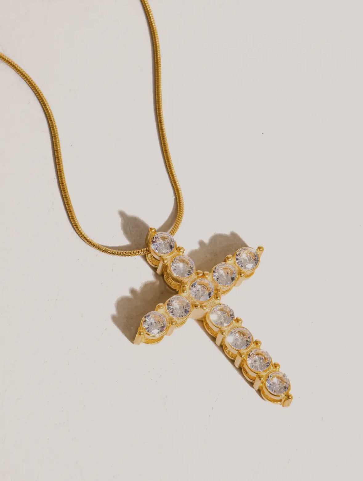 Raeven 18K Gold CZ Cross Necklace