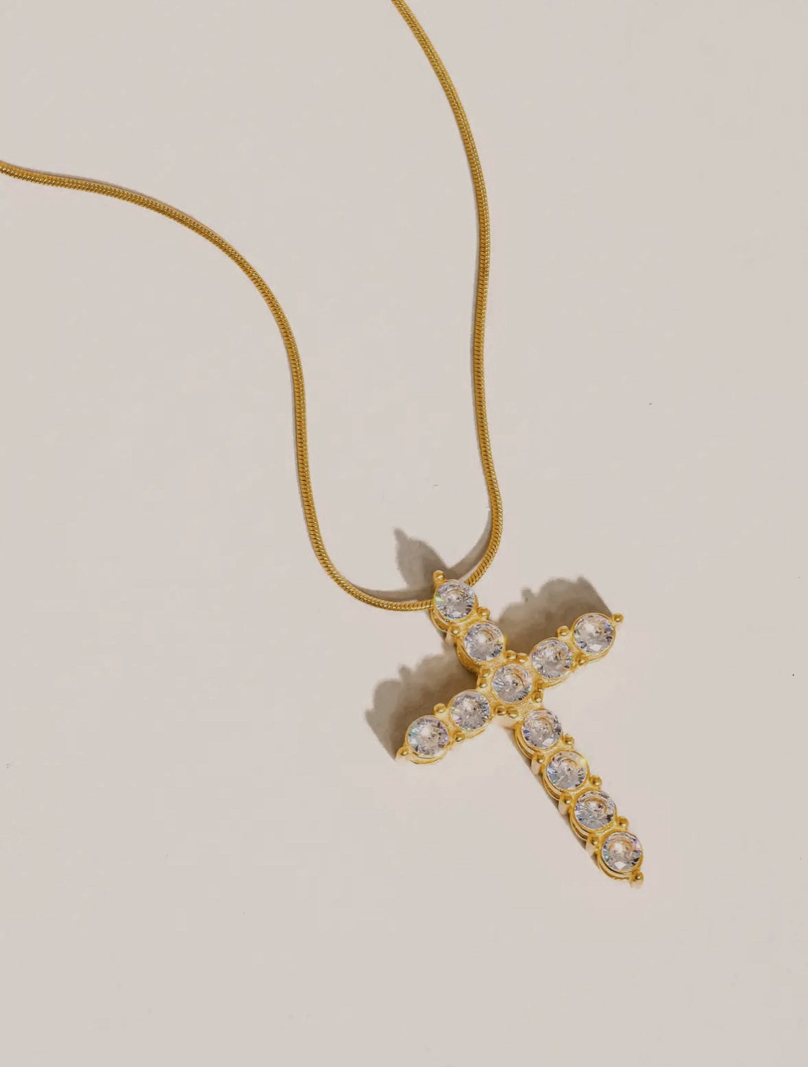 Raeven 18K Gold CZ Cross Necklace